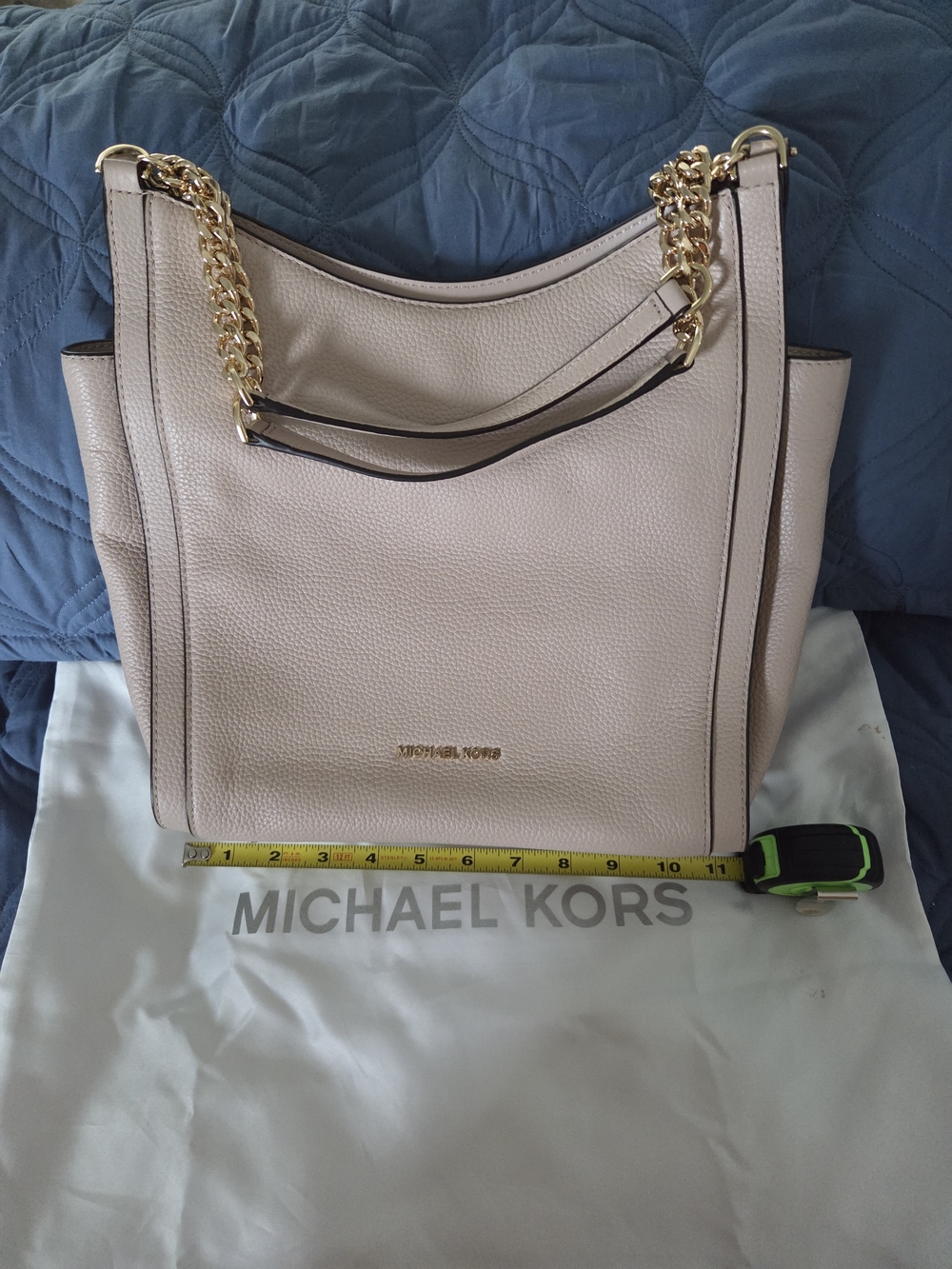 Michael Kors Pale Pink Pebbled Leather Chain-Handle Tote